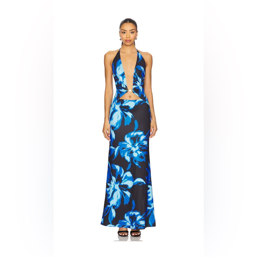 Runaway The Label Halston Maxi Dress in Agave Blue, Small